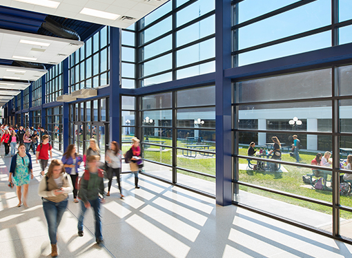 Meeting interior design challenges at Mooresville High School