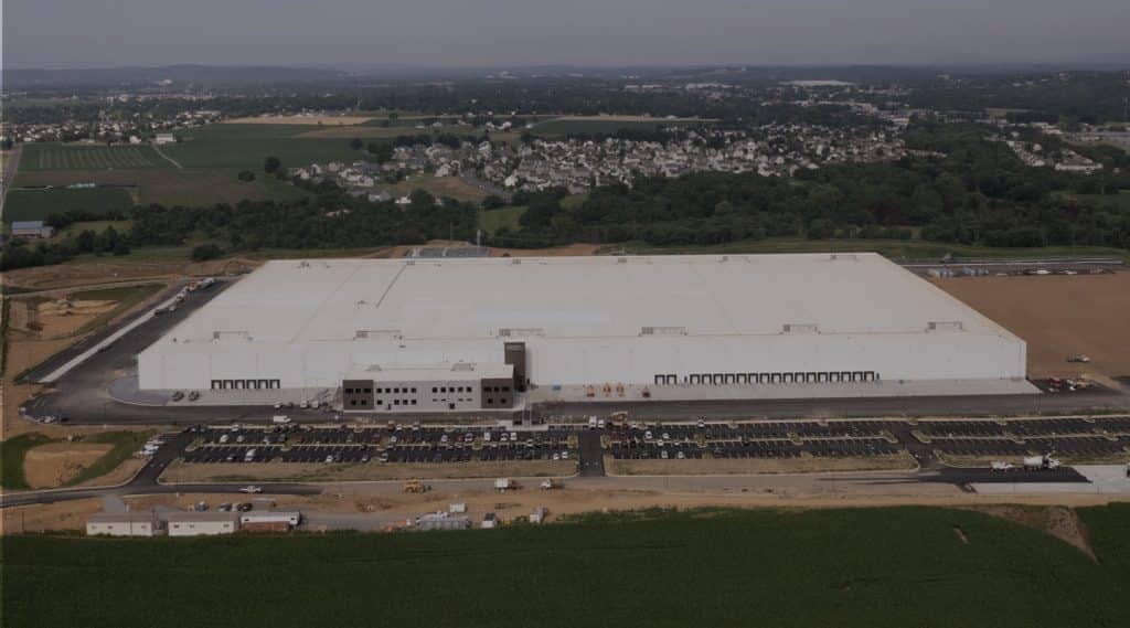 Warehouse distribution center from above
