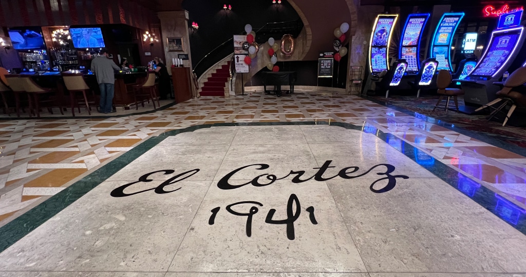The casino lobby of the El Cortez Hotel and Casino.